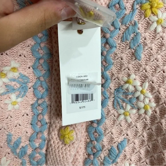 Loveshackfancy Naj Cardigan Size Small‎ Floral Embroidered Pink Girly - Picture 4 of 9